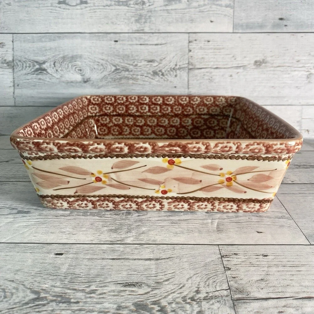 Temptations By Tara Old World Baking Serving Dish Square 10 Inch Cranberry